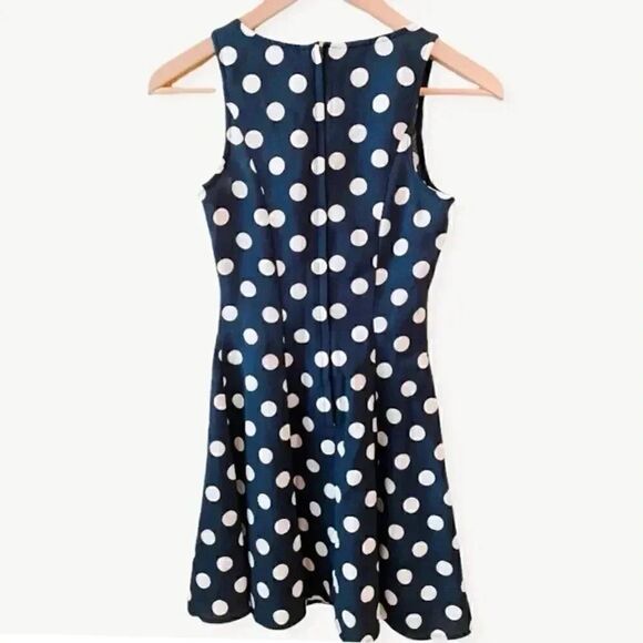 Divided H&M Navy and White Sleeveless Polka Dot Dress SZ 2 - Picture 2 of 3